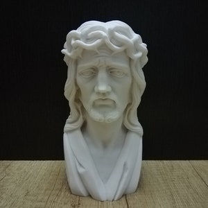 Jesus Christ Head Bust 19cm-7.48in Jesus of Nazareth Statue Alabaster Handmade Religious Sculpture  Free Shipping - Free Tracking Number