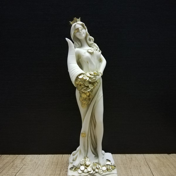 Fortuna Goddess Of Wealth Tyche Statue 11.41in - 29cm Alabaster Handmade Sculpture Free Shipping - Free Tracking Number