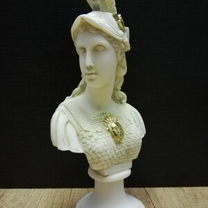 Athena Pallas Bust Head Ancient Greek Roman Goddess Athena 23.5cm 9.25In Alabaster Handmade Statue Free Shipping Free Tracking Number image 3