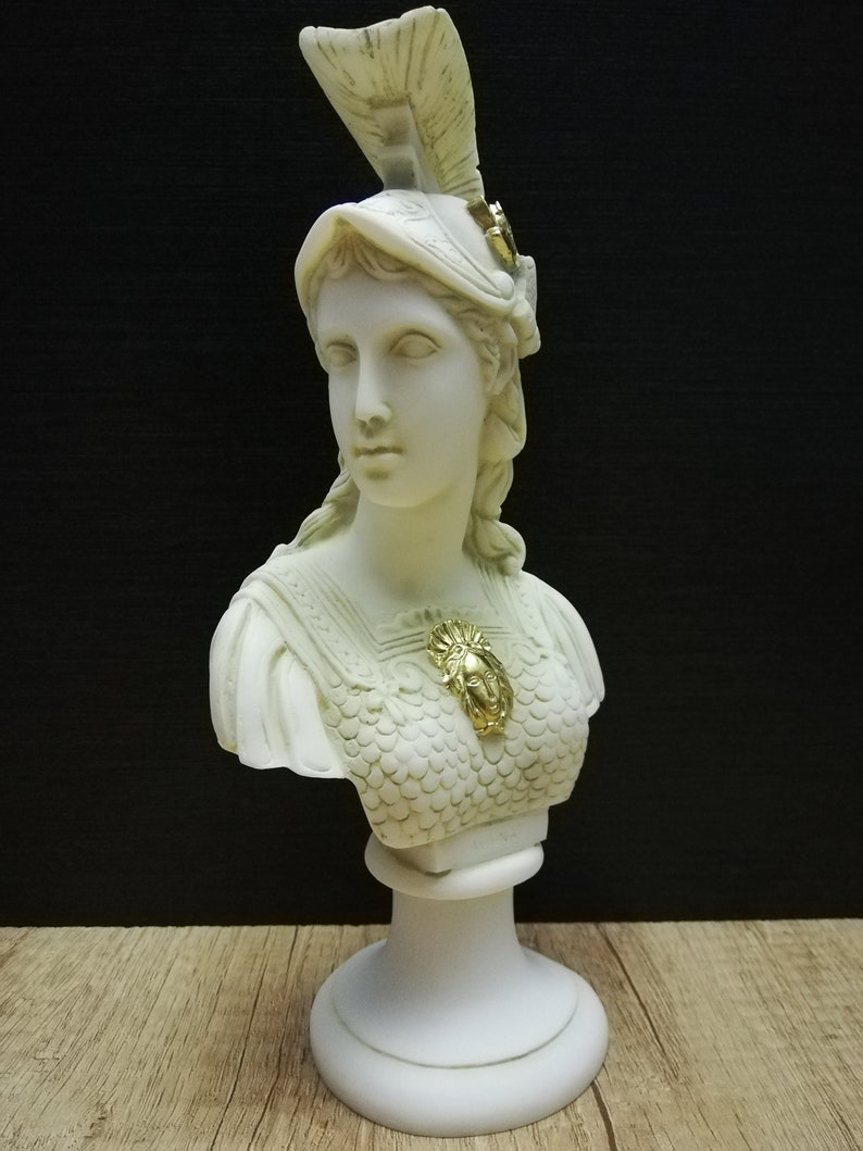 Athena Pallas Bust Head Ancient Greek Roman Goddess Athena 23.5cm 9.25In Alabaster Handmade Statue Free Shipping Free Tracking Number image 3