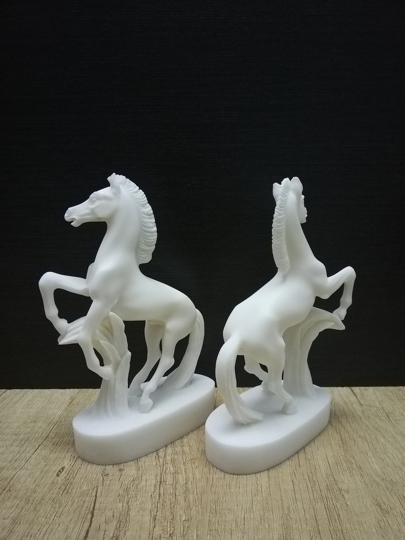 Horse Decor Right /& Left Side Marble and Alabaster Beautiful Handmade Greek Sculpture 15.5cm-6.10in Free Shipping Free Tracking Number