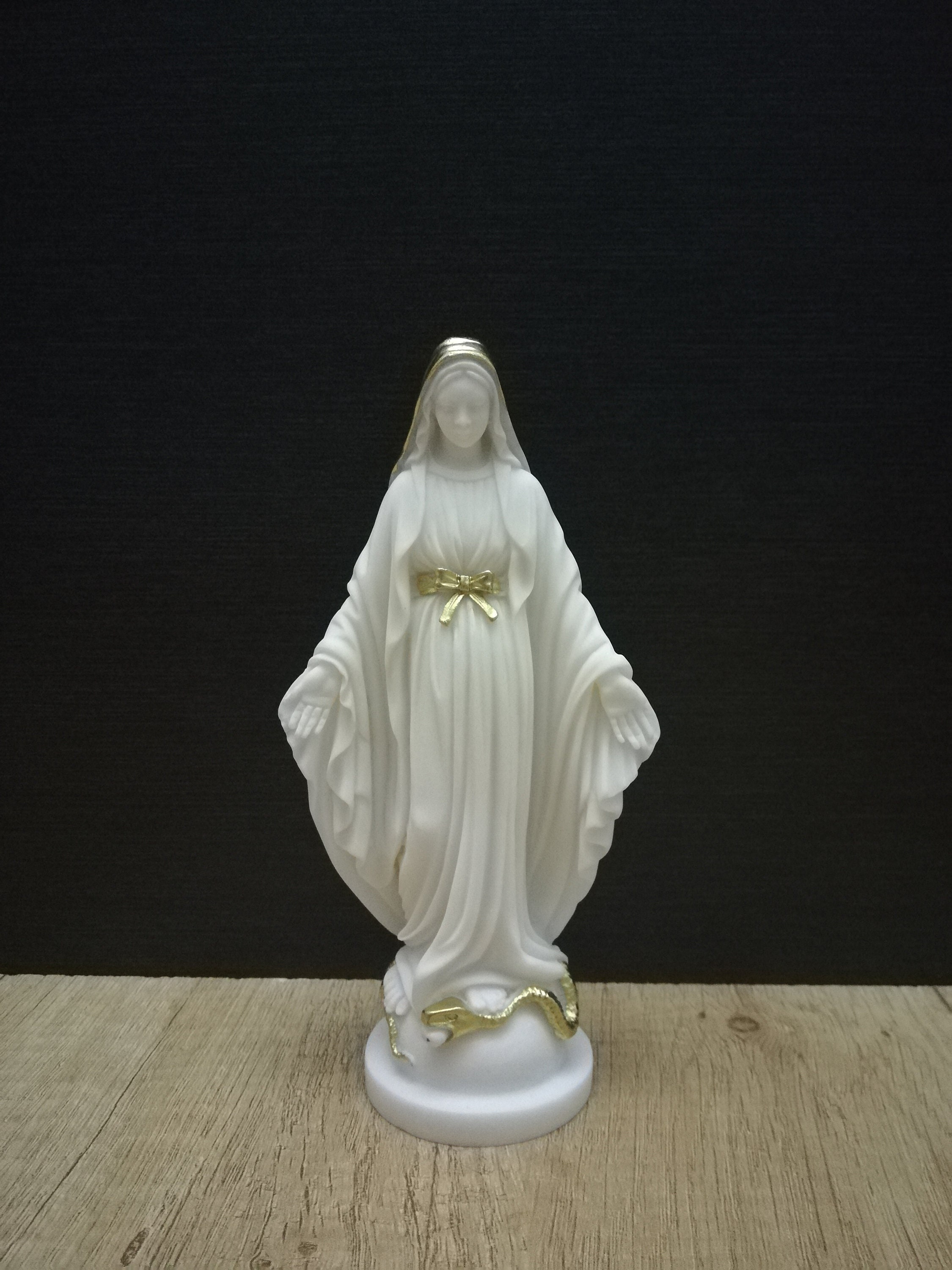 Virgin Mary Mother Of Jeasus -Madonna- Alabaster Handmade Sculpture 17.5cm-6.89in White Marble Free Shipping - Free Tracking Number