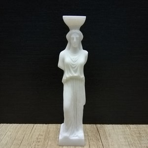 Alabaster Caryatid Statue: Acropolis Museum Copy, Handmade in Greece (15cm)