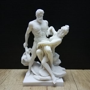 Hercules & Hesione 26cm - 10.23in Ancient Greek Hero and Trojan Princess Alabaster Handmade Statue Free Shipping - Free Tracking Number
