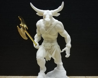 Handmade Alabaster Minotaur Statue: Ancient Greek Cretan Bull Sculpture