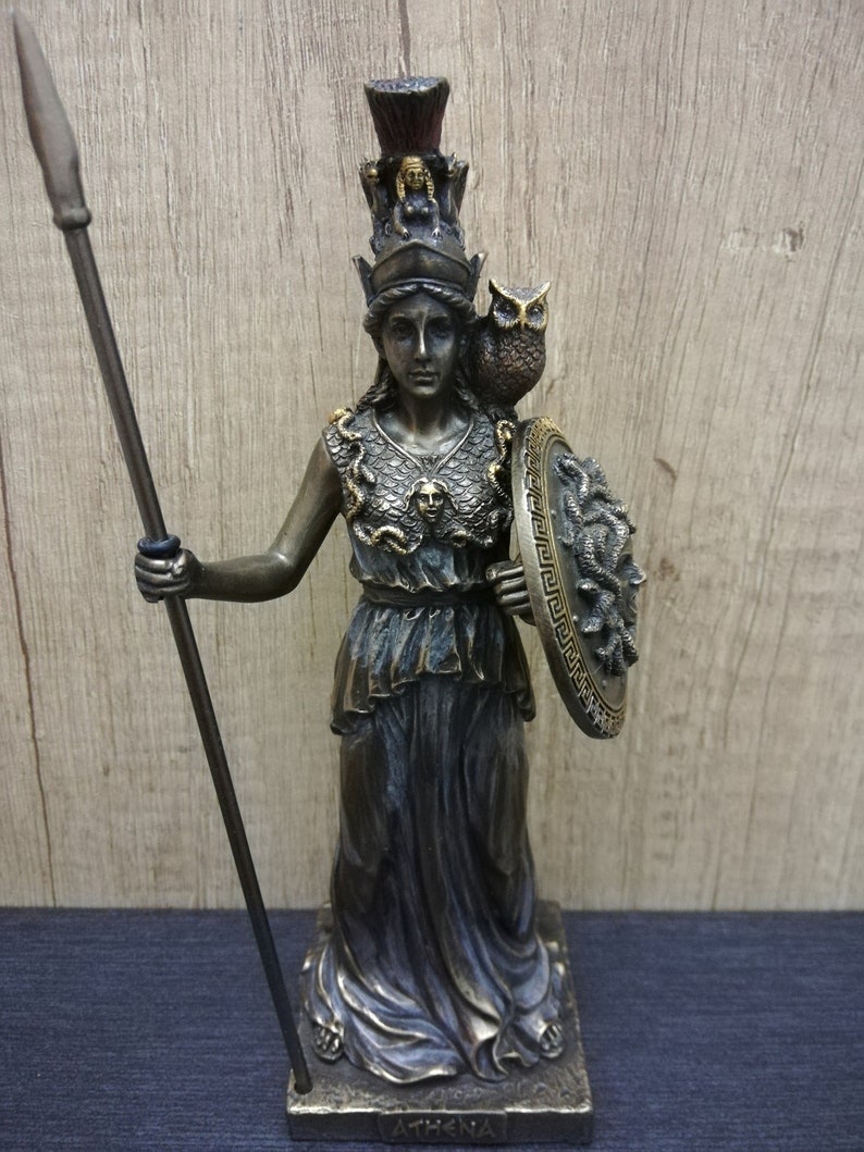 Athena Ancient Greek Roman Goddess of Wisdom Minerva 20cm 7.87in Unique Details Bronze Color Free Shipping Free Tracking Number