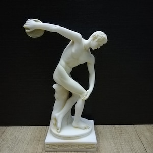 Discobolus - Greek Sculpture Ancient Greek Art 21cm-8.26in Alabaster Handmade Sculpture Cast Alabaster Free Shipping - Free Tracking Number