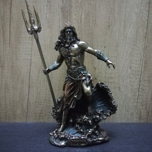 Poseidón - Dios del mar Dios olímpico griego Antigua Grecia 26cm-10.23in Detalles únicos Color bronce Envío gratuito - Número de seguimiento gratuito