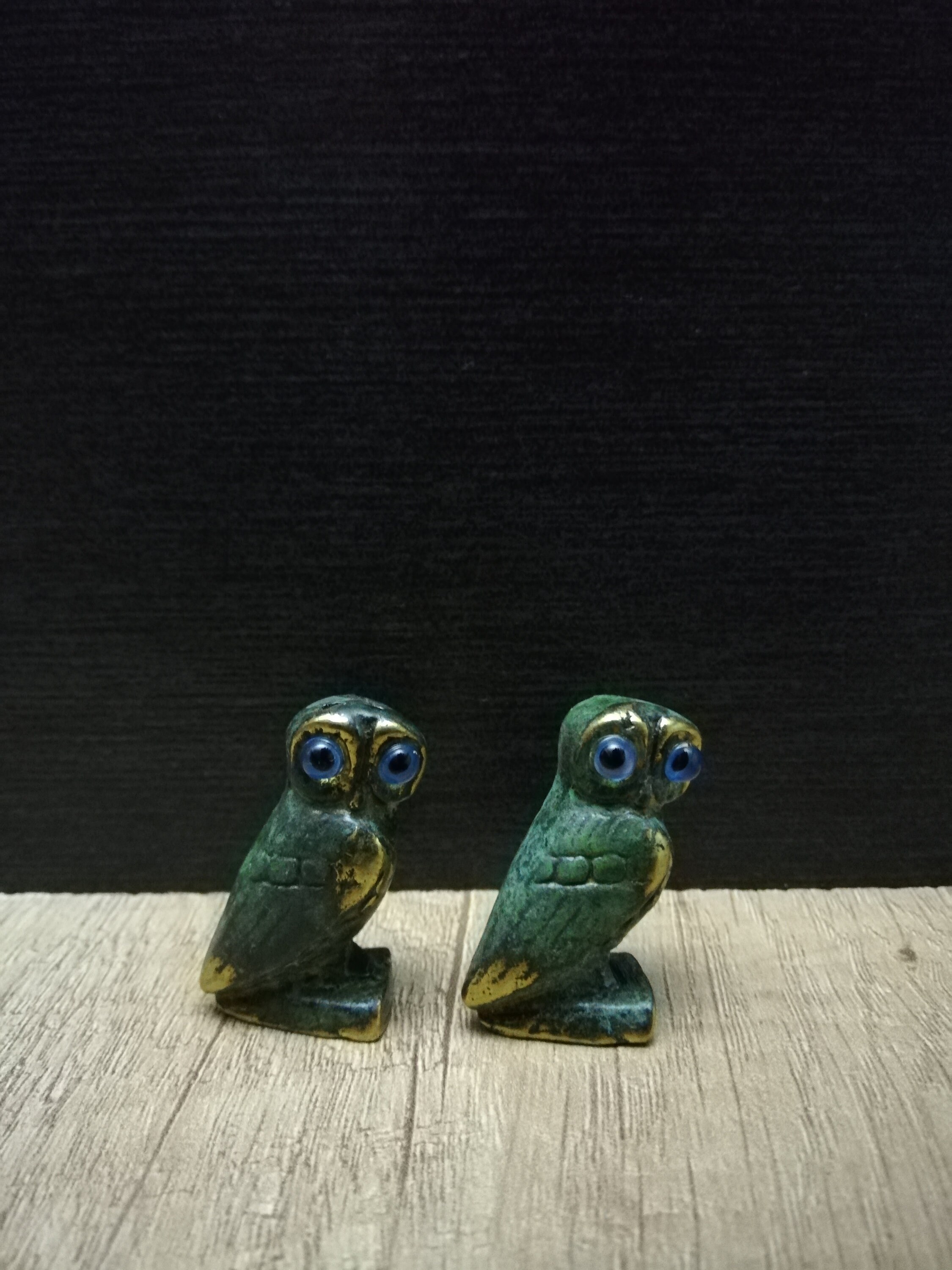 Mini Beautiful Owls 3.5cm-1.37in The Symbol of Wisdom and Prudence Bronze Greek Sculptures Free Ship