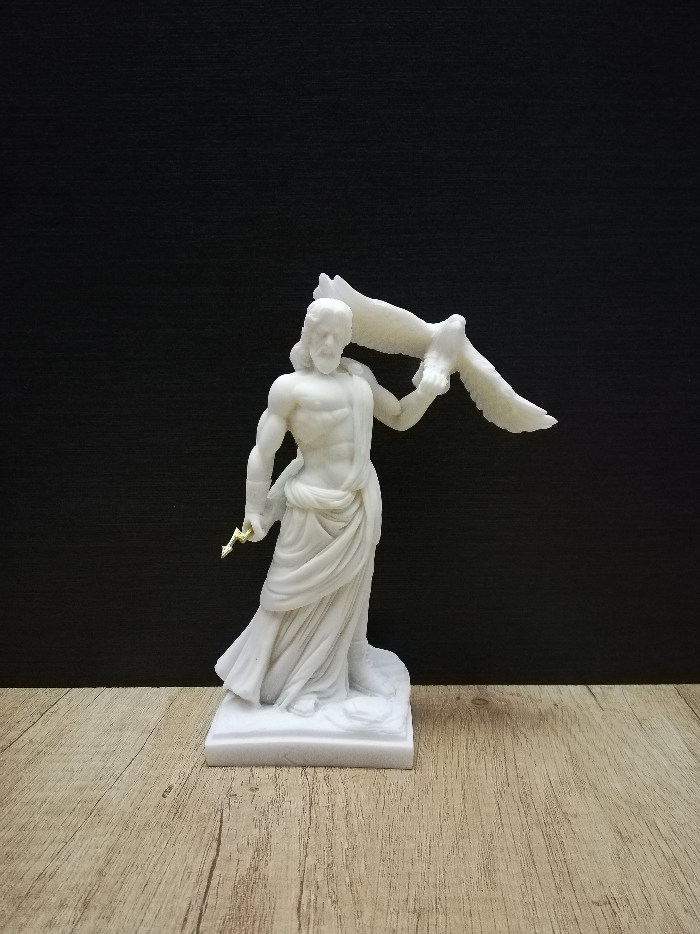 ゼウスと鷲のアラバスター彫刻 - 古代ギリシャの神の像（7.67インチ