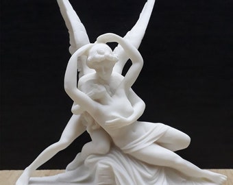 Cupid and Psyche by Antonio Canova 20.5cm - 8.07in Greek Handmade Sculpture White Cast Alabaster Free Shipping - Free Tracking Number