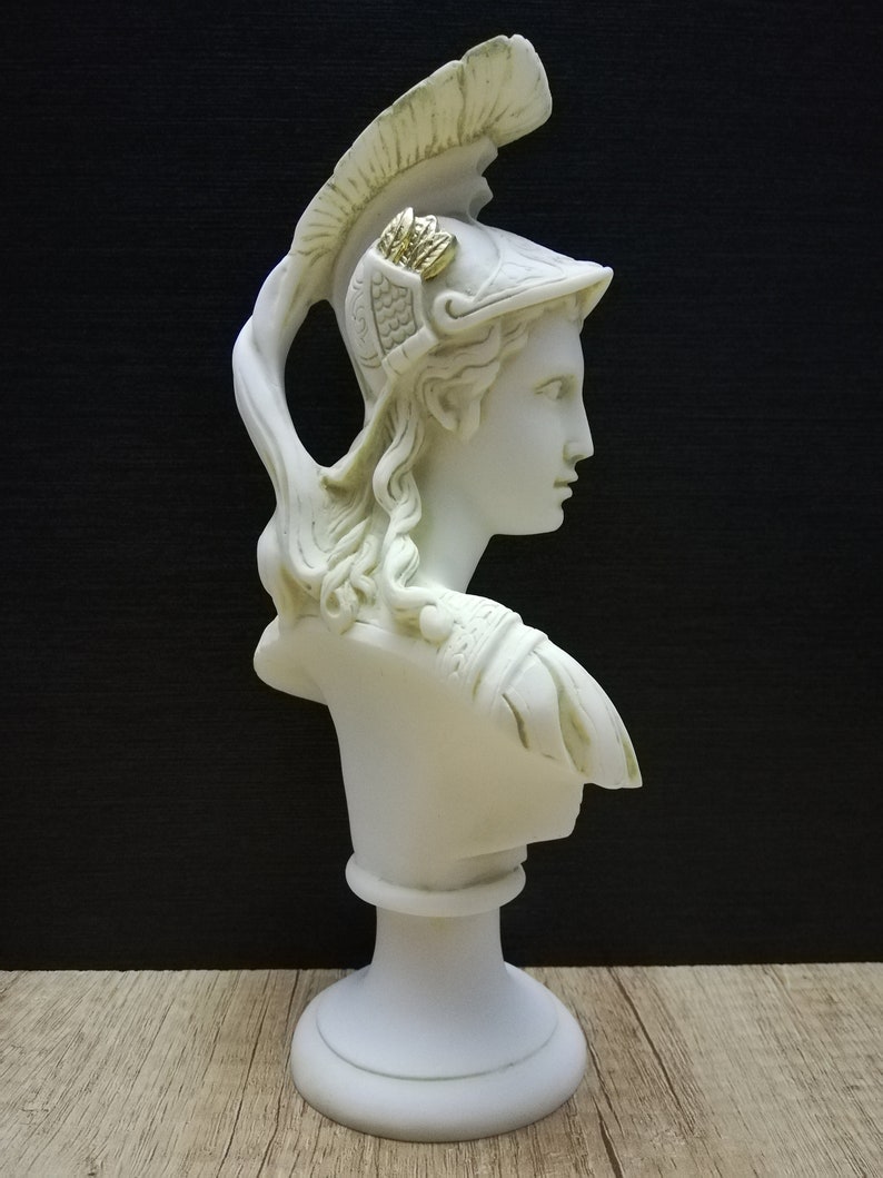 Athena Pallas Bust Head Ancient Greek Roman Goddess Athena 23.5cm 9.25In Alabaster Handmade Statue Free Shipping Free Tracking Number image 4