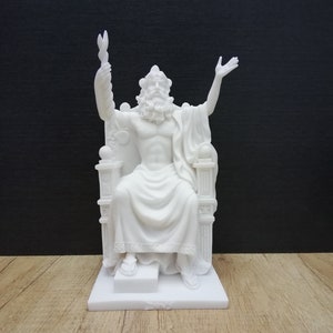 Alabaster Zeus Sculpture: Ancient Greek God Handmade Statue