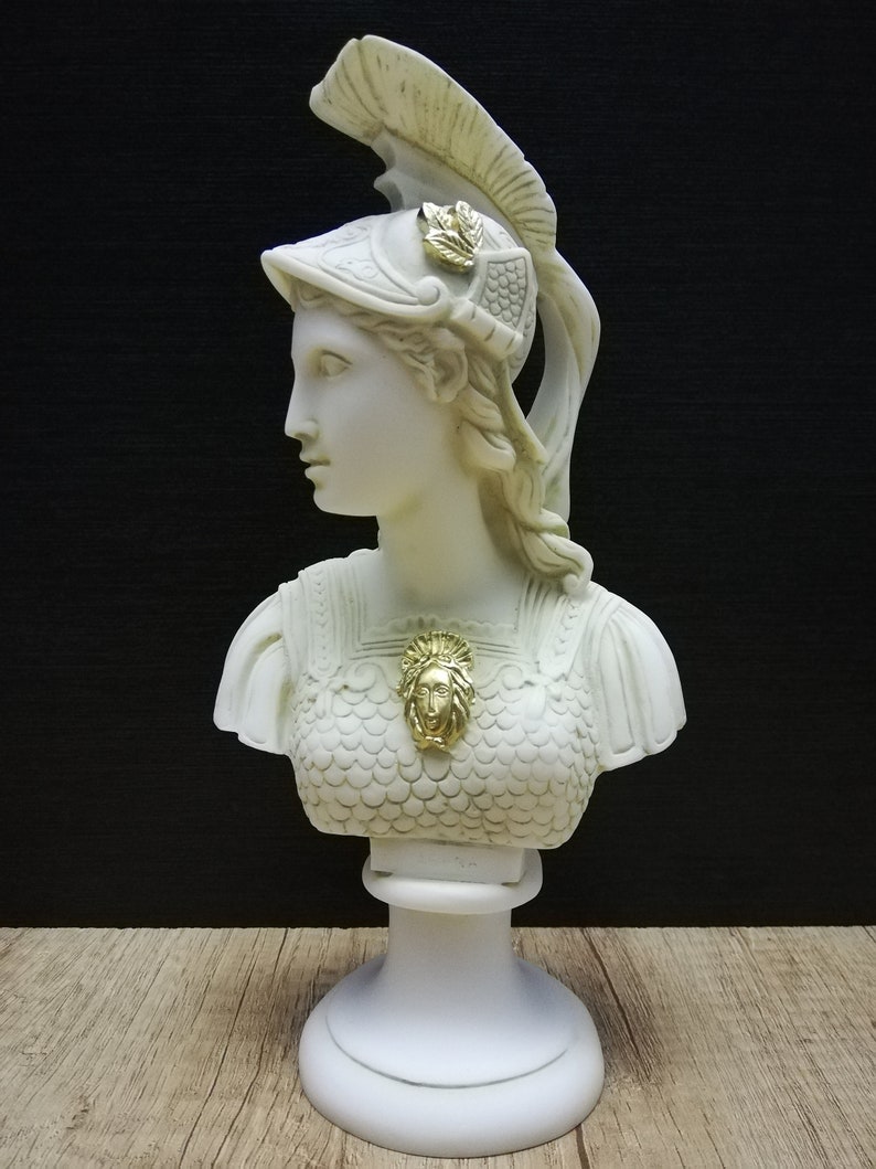 Athena Pallas Bust Head Ancient Greek Roman Goddess Athena 23.5cm 9.25In Alabaster Handmade Statue Free Shipping Free Tracking Number image 2