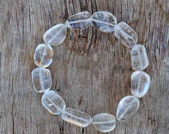Pulsera de piedra caída de cuarzo transparente