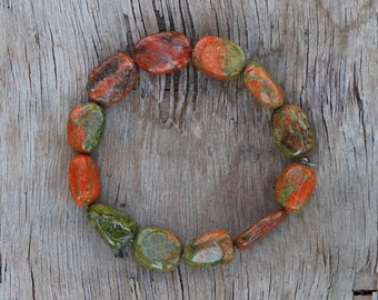 Unakite Tumbled Beaded Bracelet - Crystal Jewelry, Gemstone Bracelet, Crystal Bracelet, Healing Crystals and Stone