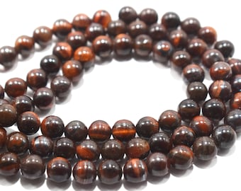 Red Tiger Eye Beads: 8mm Round Gemstone Strand