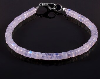 Pulsera Heishi de Piedra Lunar Arcoíris: Cuentas de piedras preciosas naturales, 5 mm