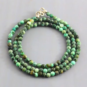 Emerald Ombre Choker Necklace: Faceted 3mm, Sterling Silver