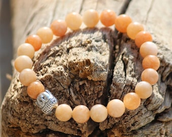 Orange Calcite Bracelet 8mm: Handmade Gemstone Jewelry
