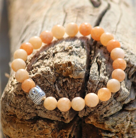 Orange Calcite Bracelet 8mm: Handmade Gemstone Jewelry