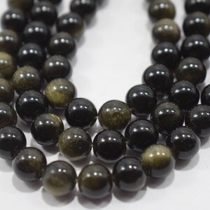 8mm Golden Obsidian Beads: Gemstone Jewelry Making Strand