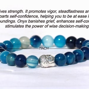 Bracelet Onyx Bleu Naturel Qualité AAA 8,mmTaille disponible, Bracelet Onyx Bleu Rond, Bracelet Onyx Bleu, Bracelet Poli