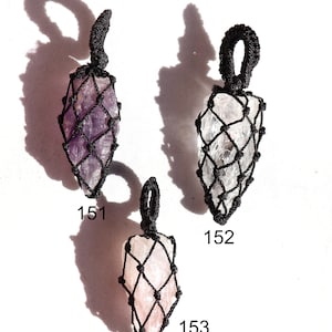 Raw Amethyst Crystal Pendant Necklace: Rose Quartz Healing Stone