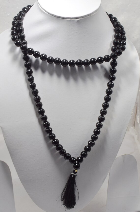 Hand knotted Matte Onyx Mala Necklace Hand knotted Matte Onyx Mala Necklace