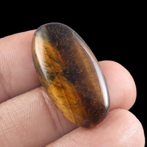 Tiger Eye Flat Ovsl Palm Stone Small