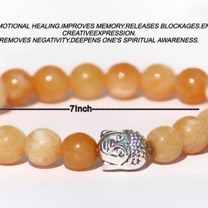 Puede incluir: Un brazalete de piedras naranjas de 17,8 cm con un dije de Buda de plata. Ayuda con la curaci&oacute;n emocional. Mejora la memoria. Libera bloqueos. Fomenta la expresi&oacute;n creativa. Elimina la negatividad. Profundiza la conciencia espiritual.