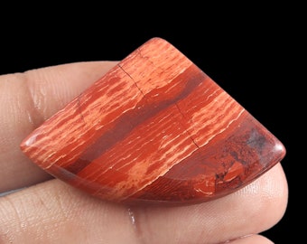 Cabujón de jaspe rojo natural: piedra preciosa suelta (41 x 27 x 4 mm)