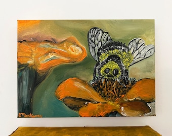 Lámina artística de pintura al óleo de abejorros en primavera – Calidad de archivo