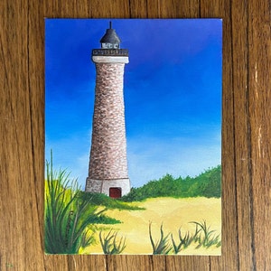 Old Stone Lighthouse - Oil Painting Print, Art Print