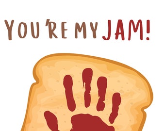 You're my JAM! | Toddler baby handprint DIY card template| Mother's Day, Father's Day, Birthday, card gift