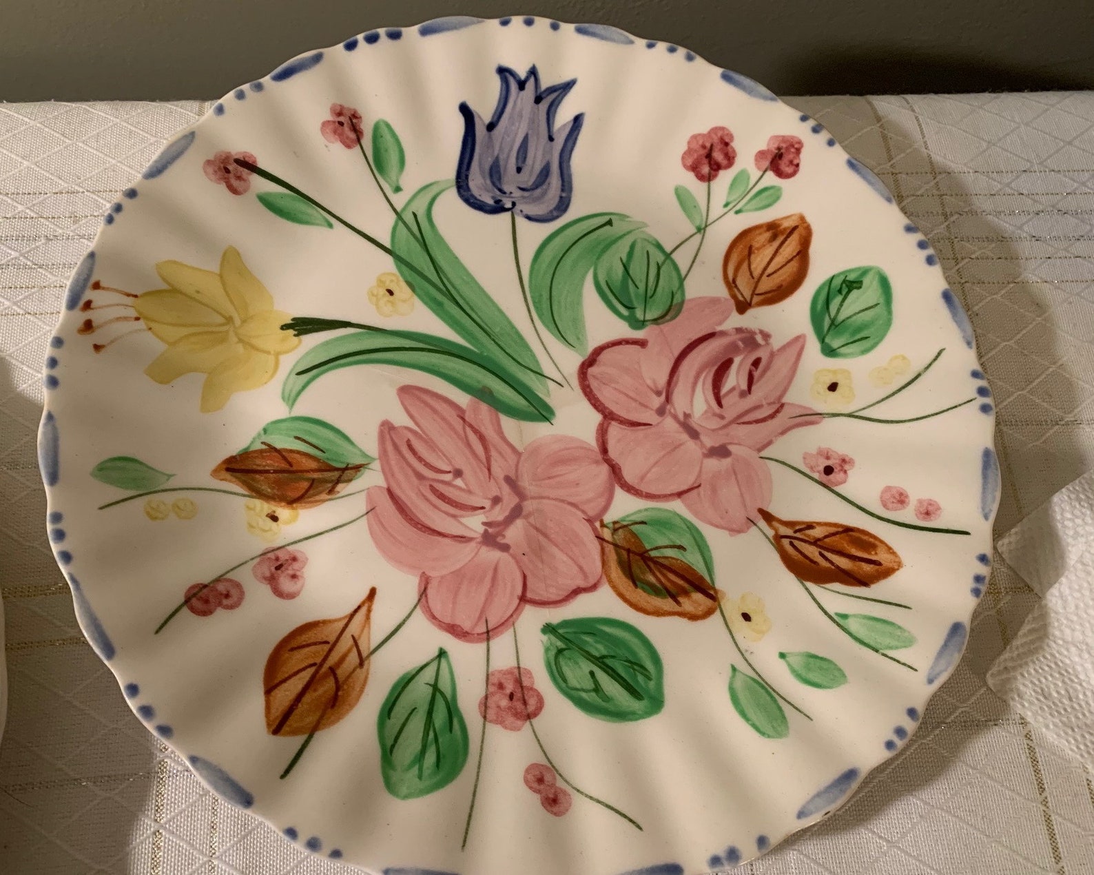 Blue Ridge Hand Painted Plates from Southern Potteries Etsy