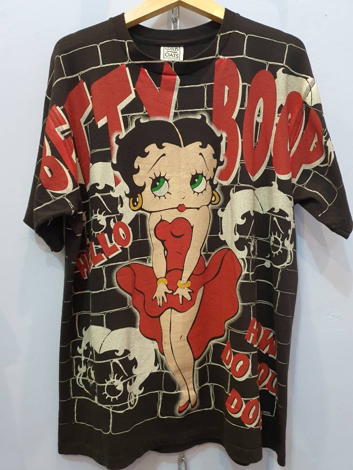 90s BETTY BOOP Butterfly Tシャツ USA製 M 白 ベティちゃん