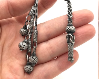 Islamic Rosary Tassel, Silver Tassel for Tasbeeh, Prayer Beads Charm, Tesbeh Tassel for Men, Islamic Accessory for Him, Gift for Moslem Men