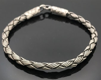 10mm Mens Braided Bali Handmade Chain 925 Sterling Silver Bracelet 7 9 S1637