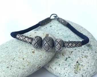 Women Wire Bracelet Unique Design Jewelry Braided Silver Oxidized Bracelet Gift for Her Boho Style Bracelet
