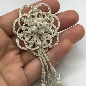 Womens Silver Brooch, Silver Hijab Pin, Woven Brooch for Women, Shawl Sterling Silver Pin, Long Silver Pin for Scarf, Solid Silver Brooch