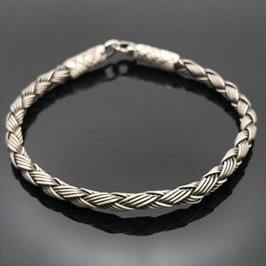 Unisex Braided Silver Bracelet, Braided Silver Bracelet, Chain Braided Silver Bracelet, Sterling Silver Jewelry, Oxidized Braided Bracelet
