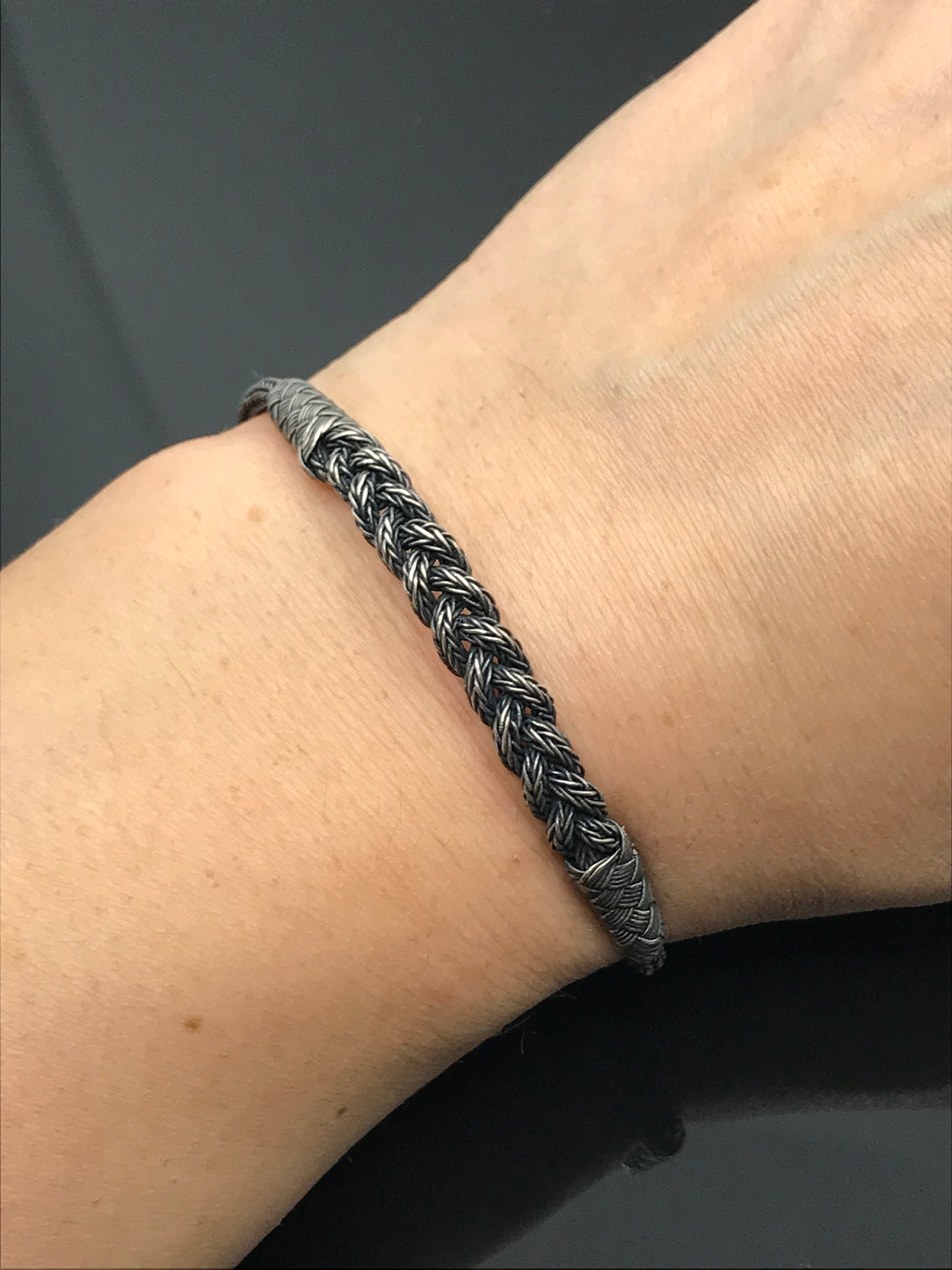 Unisex Silver Braided Woven Bracelet, Mens Bracelet, Silver