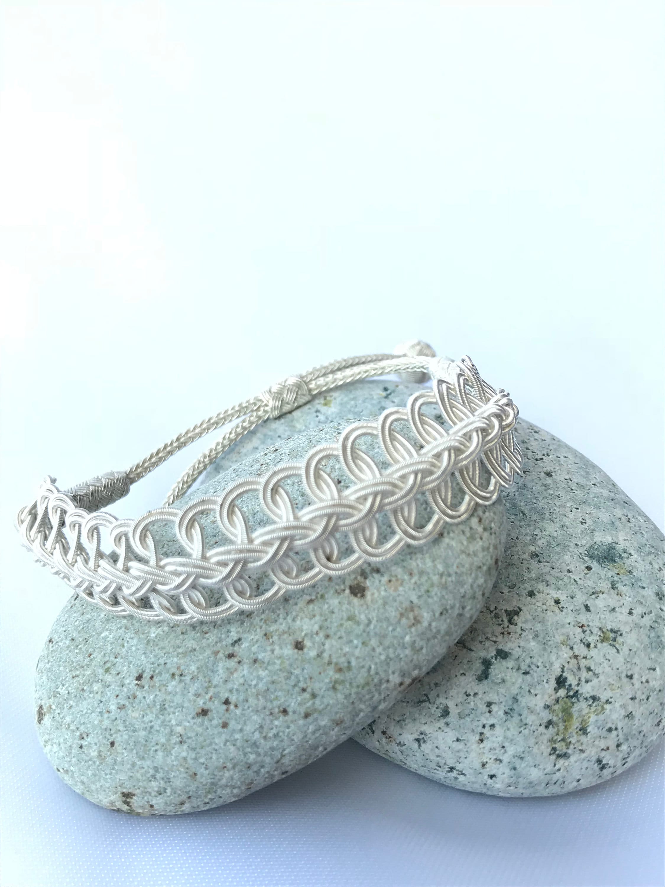 Silver Braided Bracelet, Adjustable Silver Bracelet, Womens 