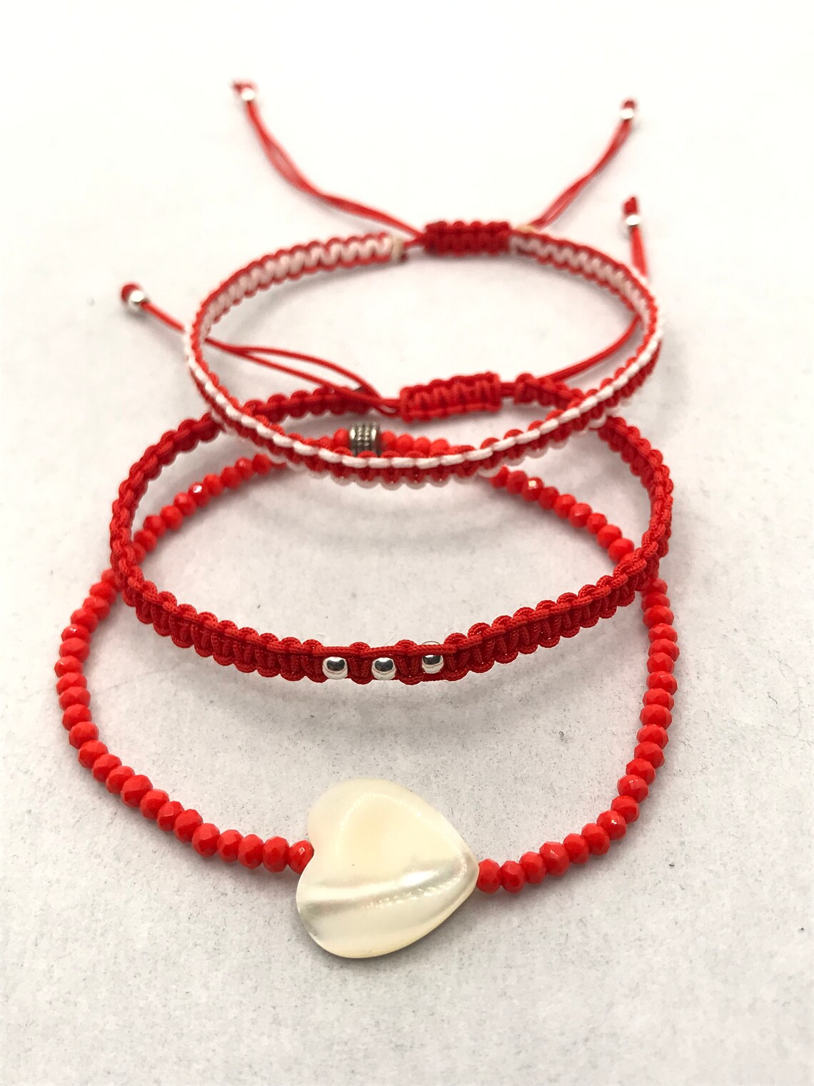 Red Braided Bracelet Friendship Bracelet for Women String Etsy