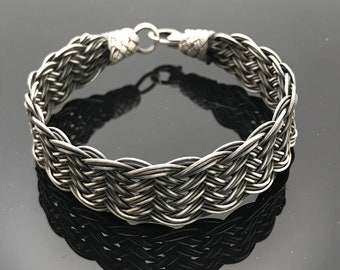 thumbnail interactive-video image 1 of FifiRose 10mm Mens Braided Bali Handmade 925 Sterling Silver Bracelet – 7 To 9.5 Inch 1 of 5