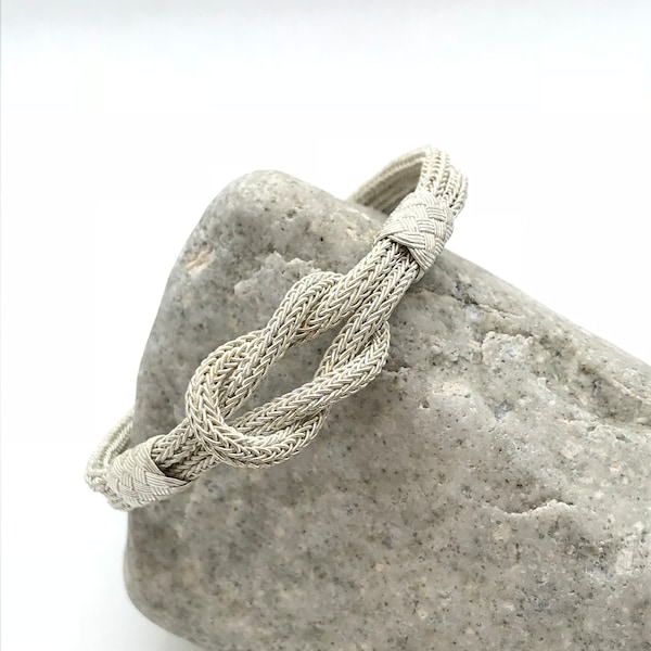 Bracelet double noeud en argent sterling, bracelet noeud marin en argent massif, bracelet nautique, cadeau de Noël pour elle, bracelet nautique unisexe