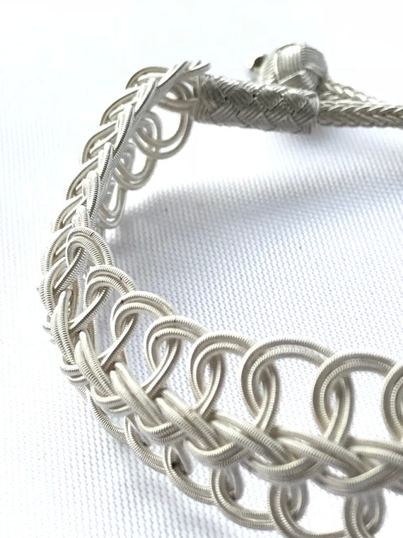 Silver Braided Bracelet, Adjustable Silver Bracel… - image 3