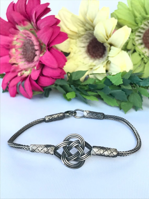 Silver Love Knot Bracelet Womens Celtic Bracelet Sterling Silver