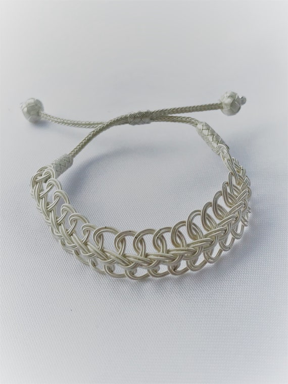 Silver Braided Bracelet, Adjustable Silver Bracel… - image 4
